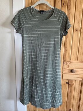 Free Fly Apparel size small Olive Green Striped Short Sleeve Dress